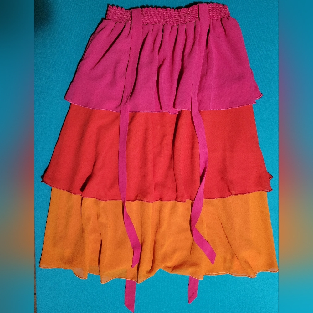 Show Me Your MuMu Gabriella Pink / Orange Layered Convertible Skirt Dress Size S